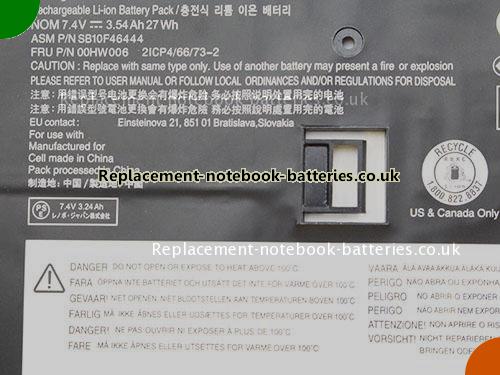 UK Images 2 Of Replacement 00HW006 LENOVO Notebook Battery 2ICP4/66/73-2 3540mAh, 27Wh For Sale In UK