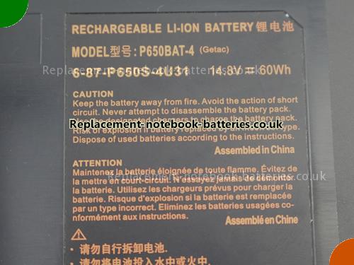 UK Images 2 Of Replacement 6-87-P650S-4U31 CLEVO Notebook Battery P650BAT-4(SIMPLO) 60Wh For Sale In UK