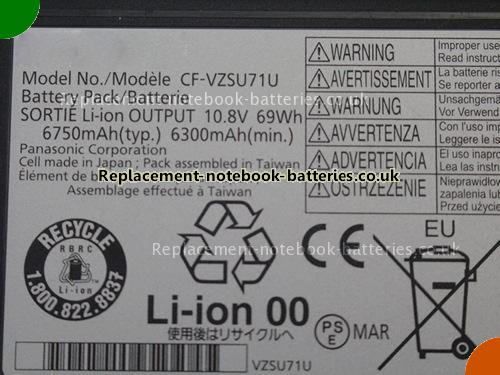 UK Images 2 Of Replacement CF-VZSU86E PANASONIC Notebook Battery CF-VZSU46AU 6750mAh, 69Wh For Sale In UK