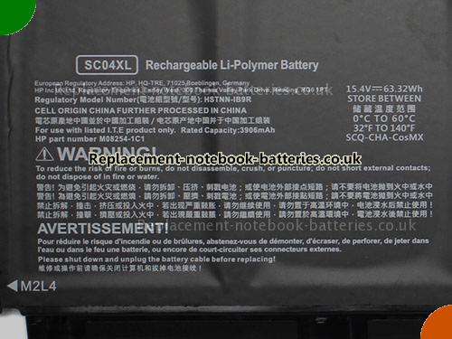 UK Images 4 Of Replacement HSTNN-IB9R HP Notebook Battery SC04XL 3906mAh, 63.32Wh for Sale In UK