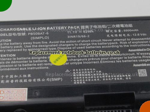 UK Images 4 Of Replacement PB50BAT-6 CLEVO Notebook Battery 3INR19/66-2 5500mAh, 62Wh For Sale In UK